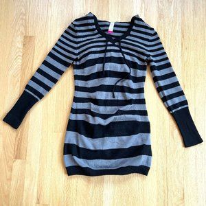 No Boundaries Long Sweater Hoodie Striped Black and Purple